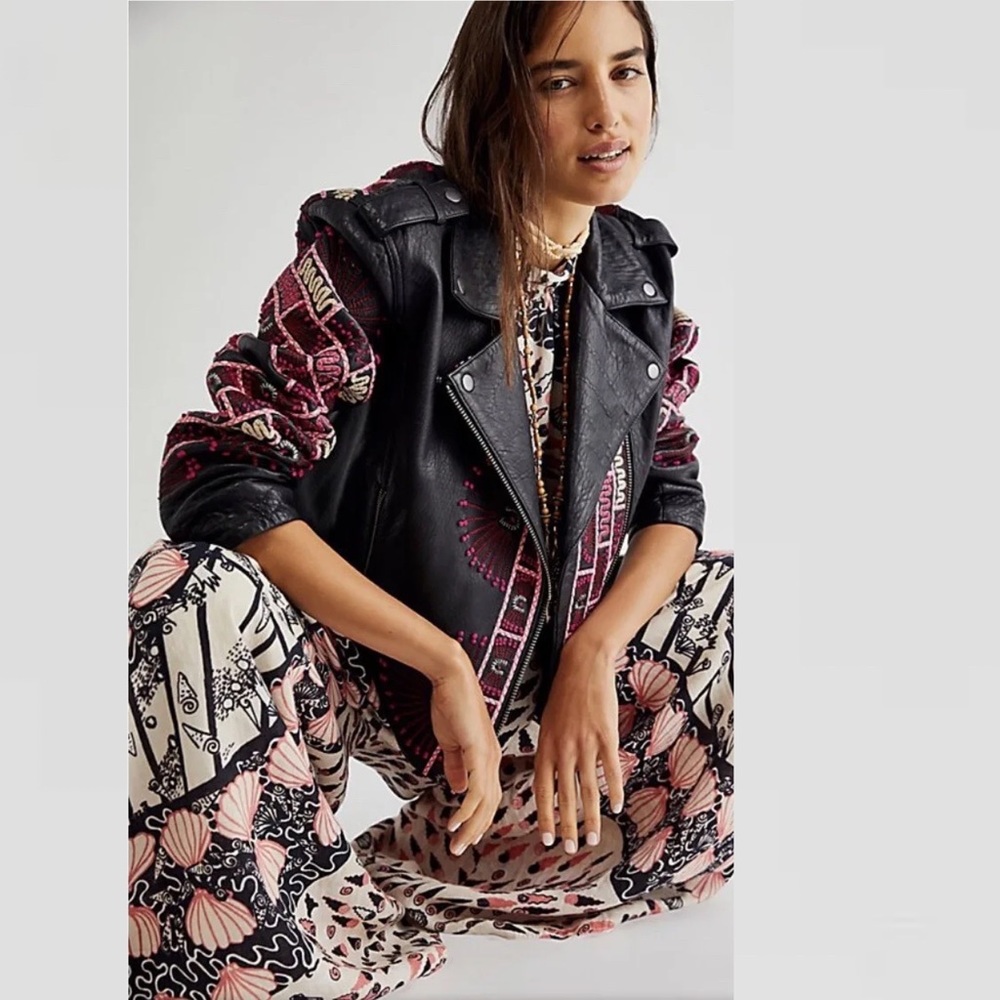 Free People Zandra Rhodes Stardust Biker Jacket - Picture 3 of 11